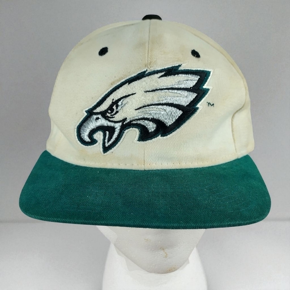 Vtg Rare NFL Philadelphia Eagles White Starter Suede Football Snapback Hat